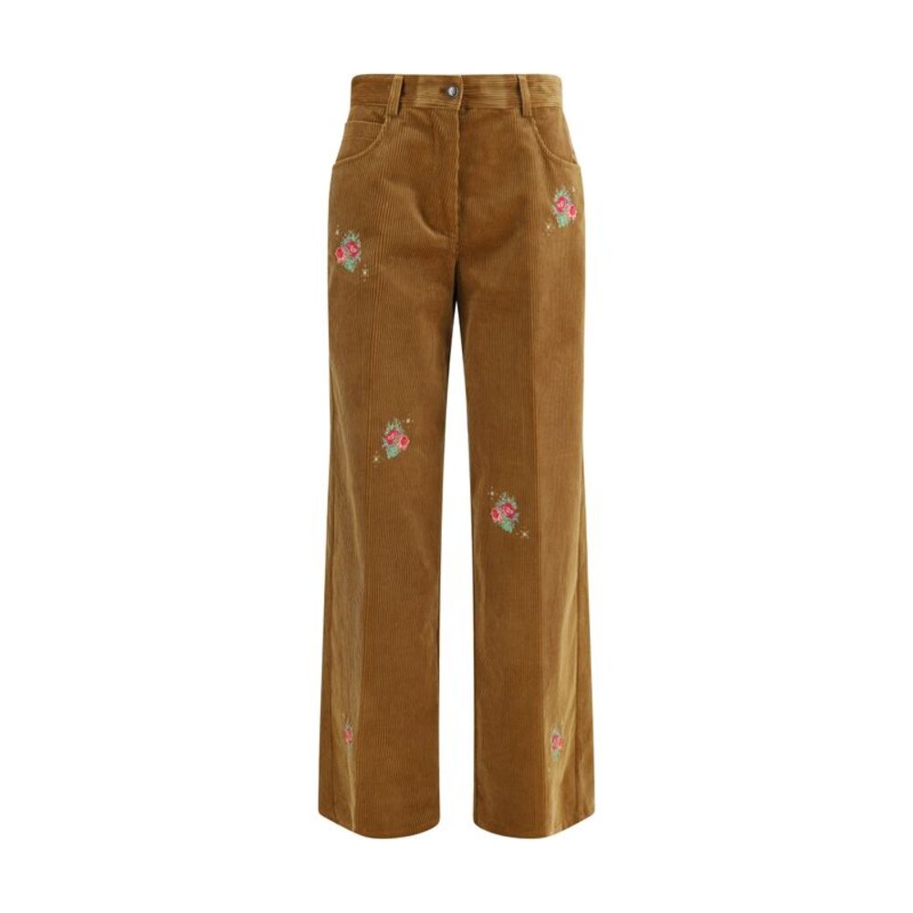 Forte_Forte Women Velvet Pants With Embroidered Bouquets